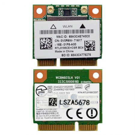 0V0R6W, RTL8188CE használt 802.11b/g/n mini PCI-E wifi kártya
