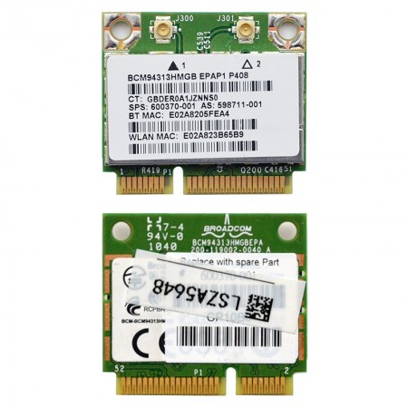 Broadcom BCM94313HMGB 802.11b/g/n mini PCI-E wifi kártya, 600370-001