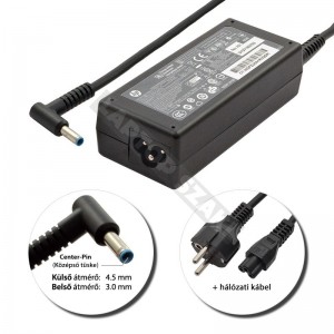 HP 19.5V 3.33A (65W) v&eacute;kony center-pin gy&aacute;ri t&ouml;ltő