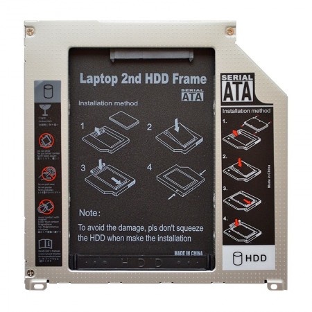 SATA For Apple 2nd HDD/SSD caddy, második winchester beépítő keret (9.5mm)