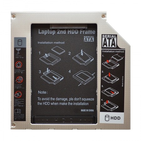 SATA 2nd HDD/SSD caddy, második winchester beépítő keret (12.7mm) – 1. kép