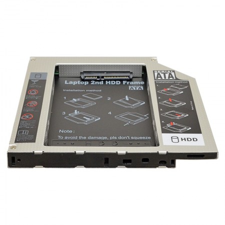 SATA 2nd HDD/SSD caddy, második winchester beépítő keret (12.7mm) – 2. kép