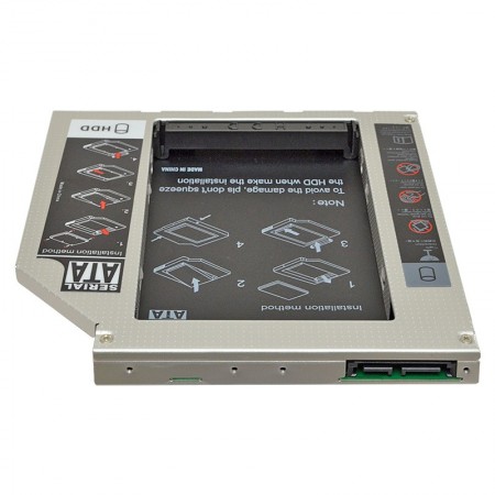 SATA 2nd HDD/SSD caddy, második winchester beépítő keret (12.7mm) – 3. kép