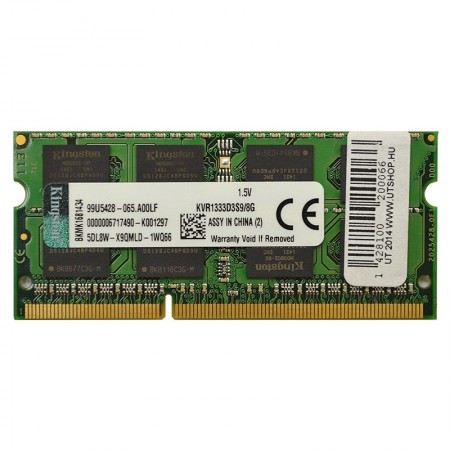 Kingston 8GB DDR3 1333MHz notebook memória