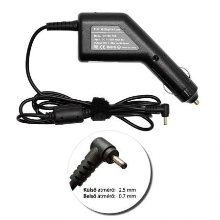 Asus 19V 1.58A (30W) utángyártott új autós, szivargyújtós laptop töltő