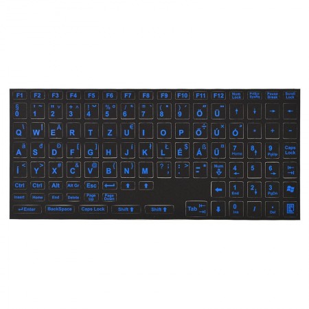 Billentyűzet matrica - fekete alapon kék
