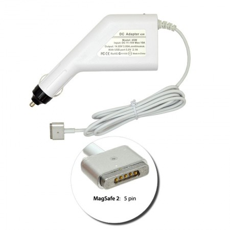 Apple 14.8V 3.05A (45W) MagSafe 2 utángyártott új autós, szivargyújtós laptop töltő