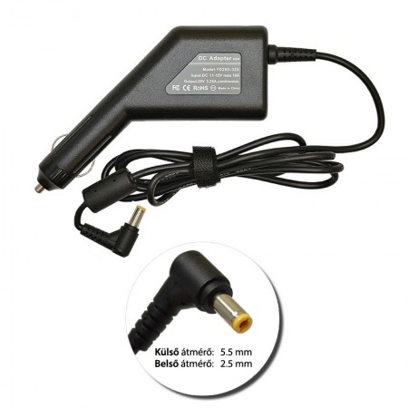 Fujitsu-Siemens 20V 3.25A (65W) utángyártott új autós, szivargyújtós laptop töltő