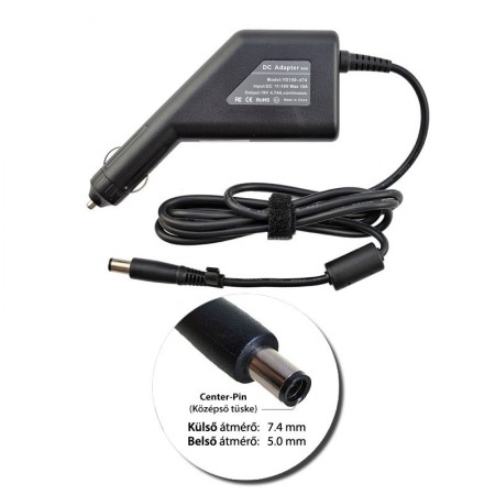 HP 19V 4.74A center-pin (90W) utángyártott új autós, szivargyújtós laptop töltő
