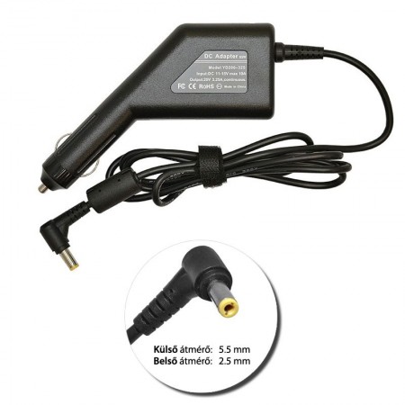 Lenovo 20V 3.25A (65W) IdeaPad utángyártott új autós, szivargyújtós laptop töltő