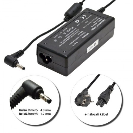 Dell 19.5V 3.34A (65W) 4.0x1.7mm utángyártott új töltő