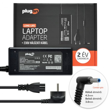 HP 19.5V 4.62A (90W) vékony center-pin töltő