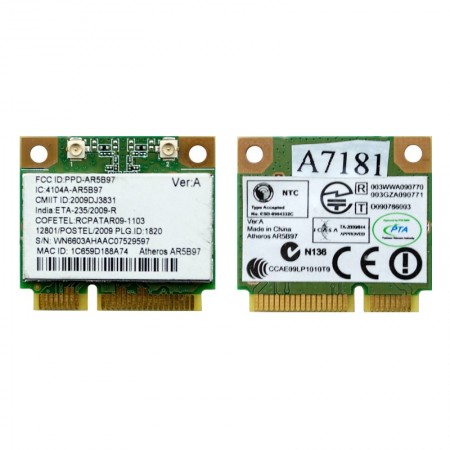 Atheros AR5B97 802.11b/g/n mini PCI-E wifi kártya