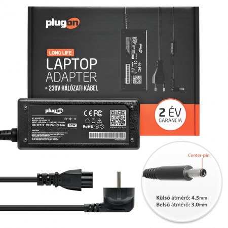 Dell 19.5V 3.34A (65W) 4.5x3.0mm töltő