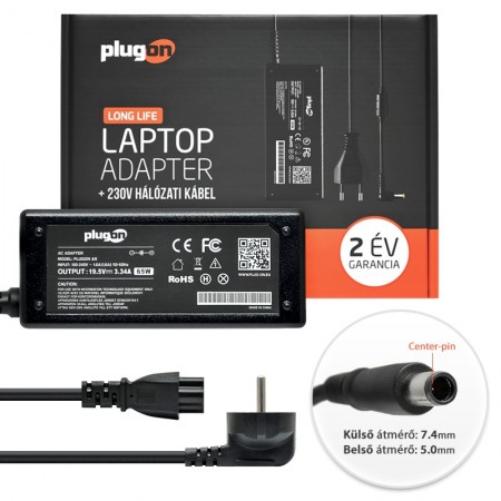 Dell 19.5V 3.34A (65W) 7.4x5.0mm laptop töltő