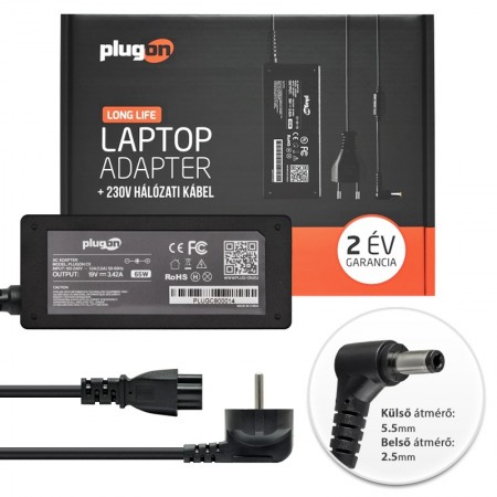 Delta 19V 3.42A (65W) 5.5x2.5mm töltő