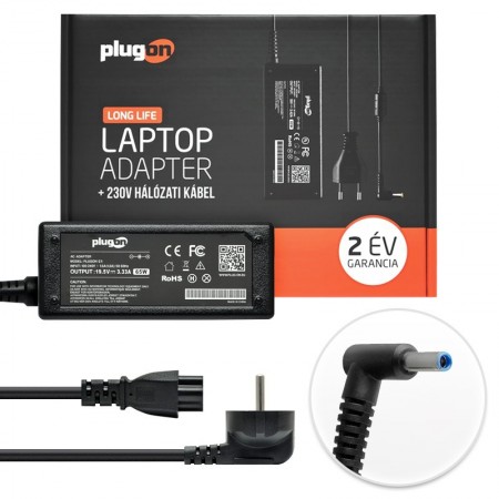 HP 19.5V 3.33A (65W) vékony center-pin töltő