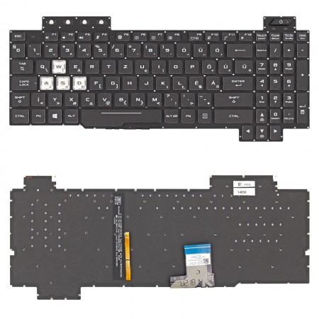 90NR00S1-R31HU0 gyári új magyar fekete RGB háttérvilágításos laptop billentyűzet, keret nélkül