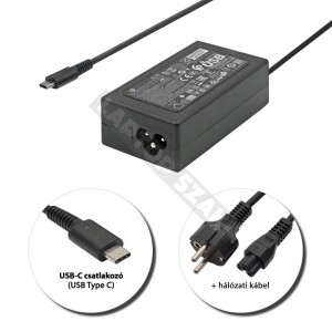 HP 20V 3.25A / 15V 4.33A / 12V 5A / 9V 3A / 5V 3A  (65W) USB-C (Type-C) gy&aacute;ri &uacute;j t&ouml;ltő