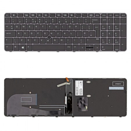 821157-031 gyári új angol fekete-szürke háttérvilágításos laptop billentyűzet