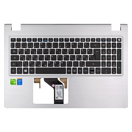 6B.G1TN7.013 használt, magyar háttérvilágításos fekete laptop billentyűzet + ezüst színű felső fedél