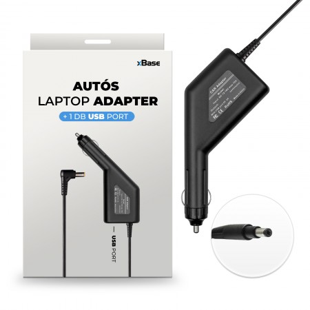 HP 19.5V 3.33A (65W) sleekbook/ultrabook utángyártott új autós, szivargyújtós laptop töltő