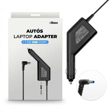Dell 19.5V 3.34A (65W) 4.5x3.0mm vékony center-pin utángyártott új autós, szivargyújtós laptop töltő – 3. kép