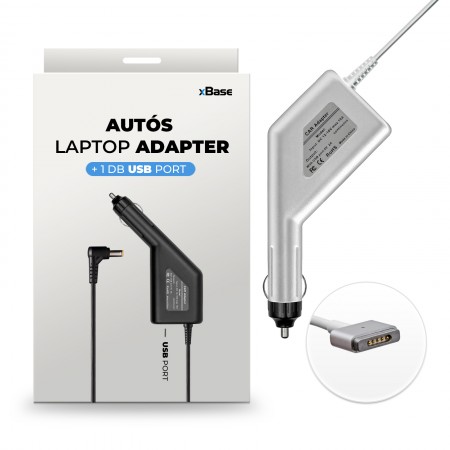 Apple 20V 4.25A (85W) MagSafe 2 utángyártott új autós, szivargyújtós laptop töltő