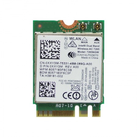 Intel Dual Band 7265NGW használt PCI-e (802.11AC) + Bluetooth 4.2 Wifi kártya 