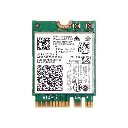 Intel Dual Band 3160NGW használt PCI-e (802.11AC) + Bluetooth 4.0 Wifi kártya 