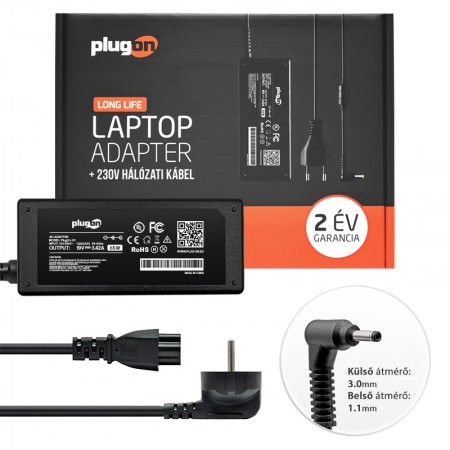 Acer 19V 3.42A (65W) 3.0x1.1mm töltő