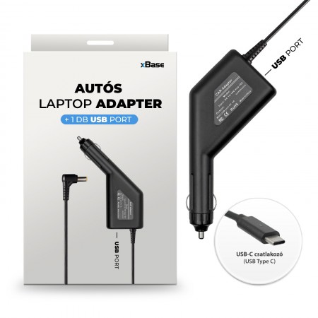 Lenovo 20V 3.25A (65W) utángyártott új Type-C autós, szivargyújtós laptop töltő