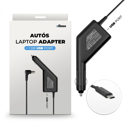 Lenovo 20V 3.25A (65W) utángyártott új Type-C autós, szivargyújtós laptop töltő