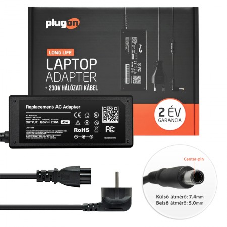 HP 19.5V 2.31A (45W) center-pin töltő – 1. kép