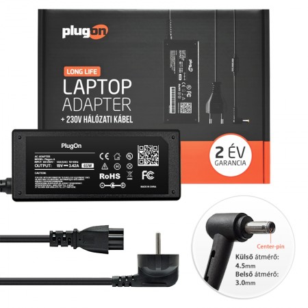 Asus/AsusPro 19V 3.42A (65W) vékony center-pin töltő