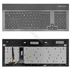 04GN562KGE00-1 haszn&aacute;lt, sz&uuml;rke, h&aacute;tt&eacute;rvil&aacute;g&iacute;t&aacute;sos magyar billentyűzet