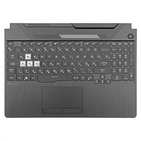 90NR0636-R31HU1 gyári új fekete magyar RGB háttérvilágításos laptop billentyűzet + felső fedél