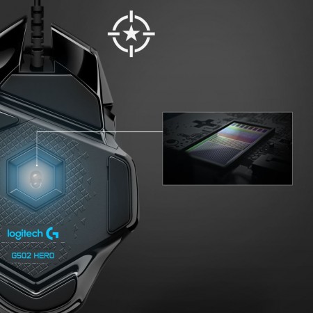 Logitech G502 HERO optikai egér fekete USB (910-005470) – 10. kép