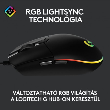 Logitech G102 LIGHTSYNC gaming egér fekete (910-005823)