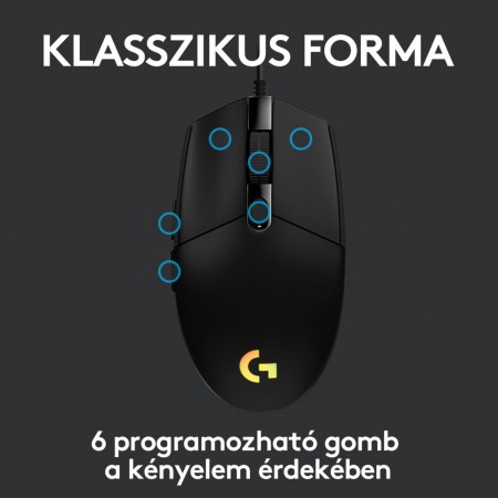 Logitech G102 LIGHTSYNC gaming egér fekete (910-005823)