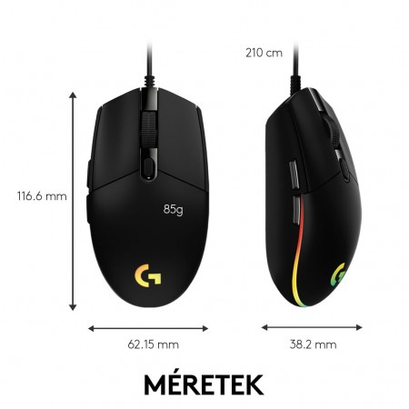 Logitech G102 LIGHTSYNC gaming egér fekete (910-005823)