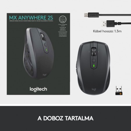 Logitech MX Anywhere 2S vezeték nélküli lézer egér Graphite (910-005153 / 910-006211)