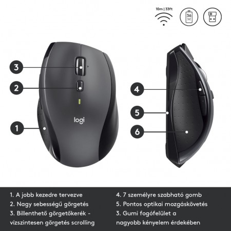 Logitech M705 Marathon vezeték nélküli USB egér (910-006034)