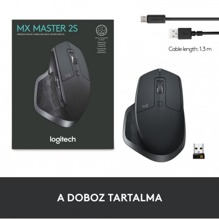 Logitech MX Master 2S vezeték nélküli bluetooth egér Graphite (910-005966)