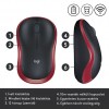 Logitech M185 vezeték nélküli optikai USB egér piros (910-002240)