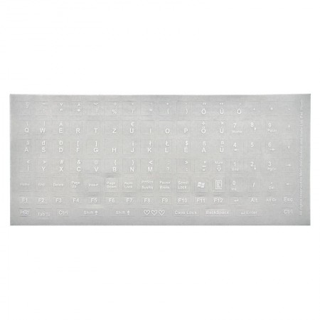 Billentyűzet matrica - átlátszó alapon fehér