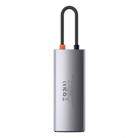 Baseus Metal Gleam Series 6 az 1-ben hub, USB-C - 3x USB 3.0, HDMI, USB-C PD, RJ45 Ethernet (CAHUB-CW0G)