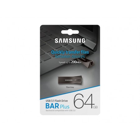 Pen Drive 64GB Samsung BAR Plus USB 3.1 titán-szürke (MUF-64BE4)