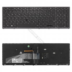 HP EliteBook 755 G4 848311-XXX gyári új európai kiosztású fekete-szürke háttérvilágításos laptop billentyűzet