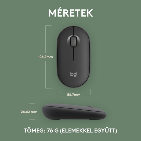 Logitech M350s Pebble 2 vezeték nélküli egér graphite (910-007015)
